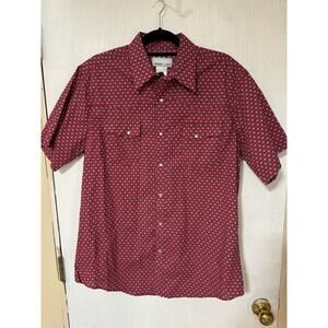 Vintage Wrangler Wrancher Shirt Men's L Pearl Snap Short Sleeve Button-Down